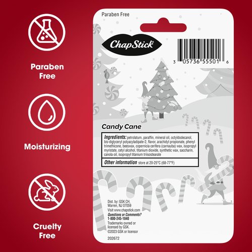 ChapStick Bulk Lip Balm, Candy Cane Packs (12 Sticks) – Fresh & Minty Lip Moisturizer, Stocking Stuffer, 0.15 Oz Ea