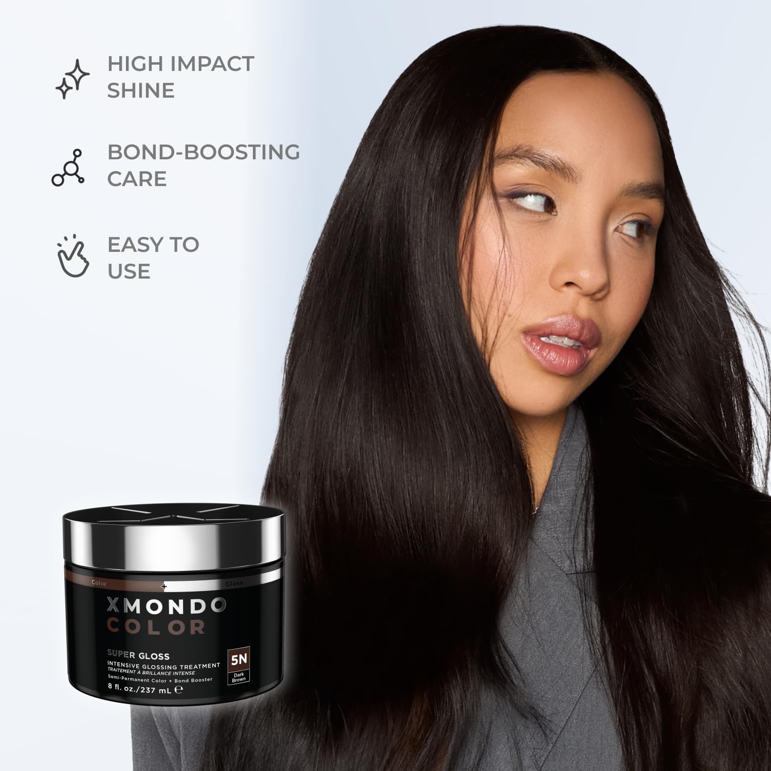 XMONDO Color 5N Dark Brown Color Depositing Mask - Nourishing Glossing Treatment, 8 Fl Oz | Vegan Formula