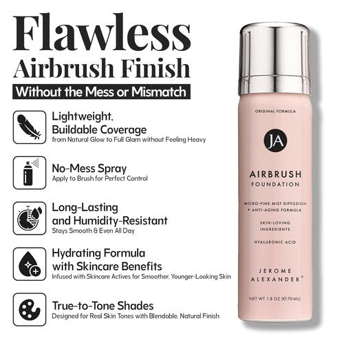 Jerome Alexander MagicMinerals AirBrush Foundation - 2-Piece Set with Kabuki Brush for Radiant Skin - Fair Shade