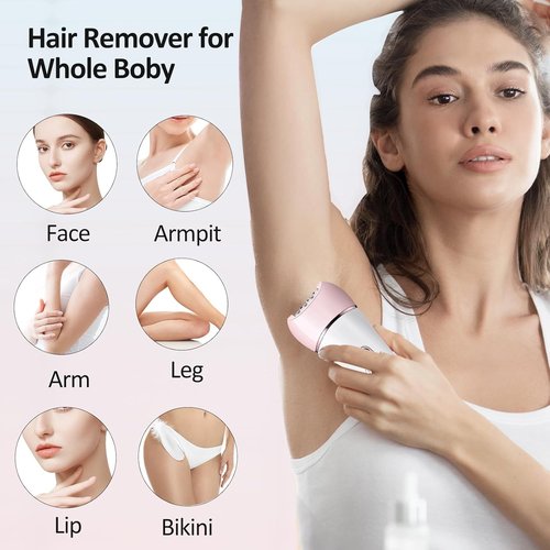Skiennix 6-in-1 Hair Removal Epilator - Waterproof Rechargeable Shaver & Facial Brush (Pink)