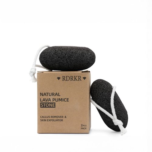 RDRKR 2-Pack Natural Lava Pumice Stone for Feet & Hands – Callus & Corn Remover for Cracked Heels, Hard Dry Skin Exfoliator, Volcanic Foot Scrubber Pedicure Tool (Black)