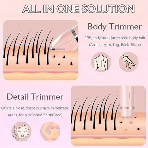 Skiennix Bikini Trimmer - 2-in-1 Cordless & Waterproof Electric Shaver for Women | Painless Hair Removal, Purple
