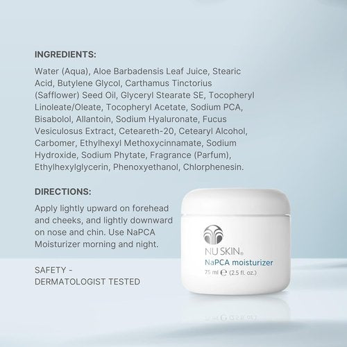 NuSkin NaPCA Moisturizer - Hydrating & Soothing Formula with Vitamin E & Aloe Vera | 2.5 fl. oz.