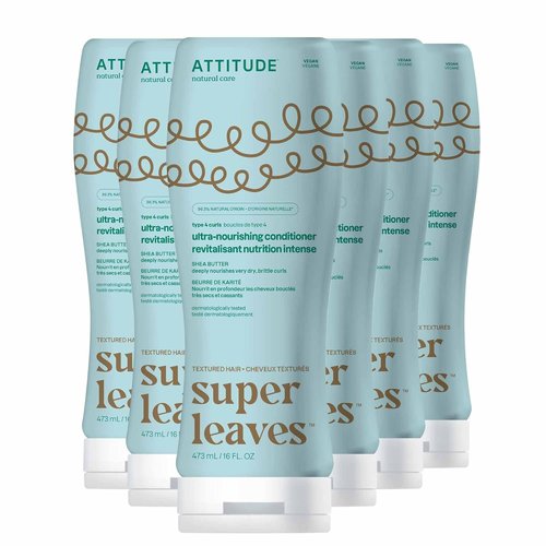 ATTITUDE Ultra-Nourishing Conditioner for Curly Hair - Vegan Shea Butter Detangler, 16 Fl Oz (Pack of 6)
