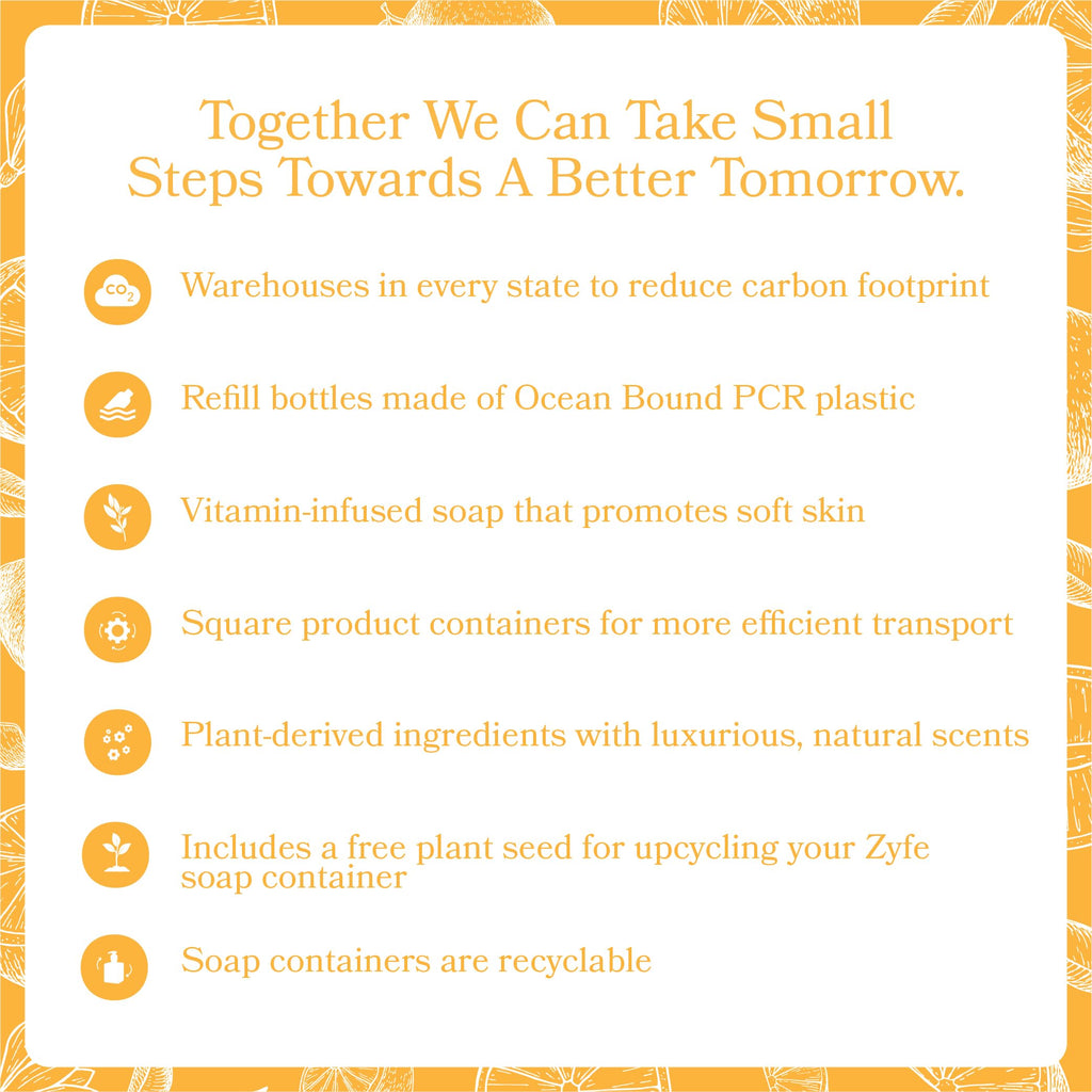 ZYFE Foaming Hand Soap Refills, Half Gallon Hand Soap Foam Refill with Essential Oil Fragrance in Recycled Bottle, Citrus Handwash Refil Biodegradable+
