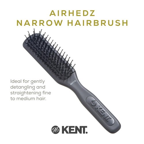 Kent | AH11G Airhedz Pro Narrow Pin Hair Brush - Fine Pin Detangler for Pain-Free Taming & Straightening