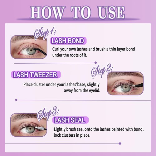 Lash Clusters 200D Long Lash Clusters Thick Volume Lashes Clusters 12-22mm Eyelash Clusters D Curly Cluster DIY at Home Wispy Individual Lashes for Beginners Eyelash Extension by FOINEMYED