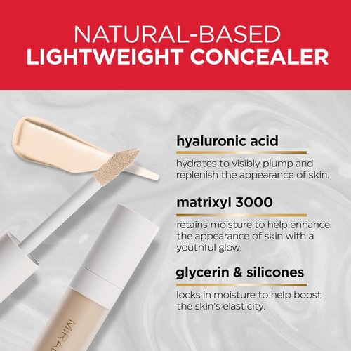 Mirabella Invincible Under Eye Concealer - Full Coverage Hydrating Formula with Hyaluronic Acid | Ivory I40