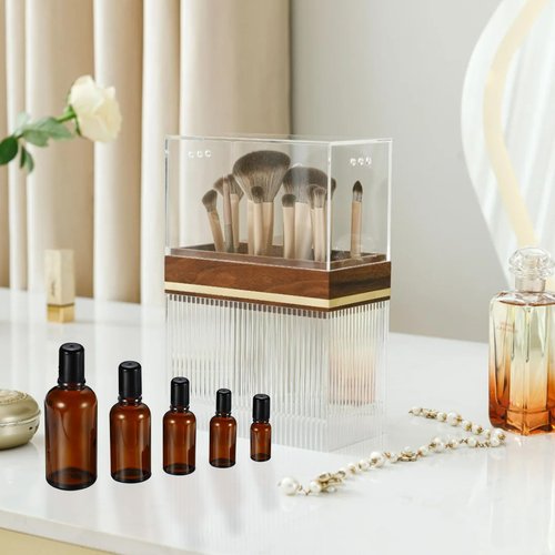 HEYLEAYAR 50ML Roller Bottles for Essential Oil, 3 Pack Empty Amber Glass Roller Bottle for Perfume Oil, Roll on Bottles with Stainless Steel Roller Balls, Opener, Funnel and Dropper