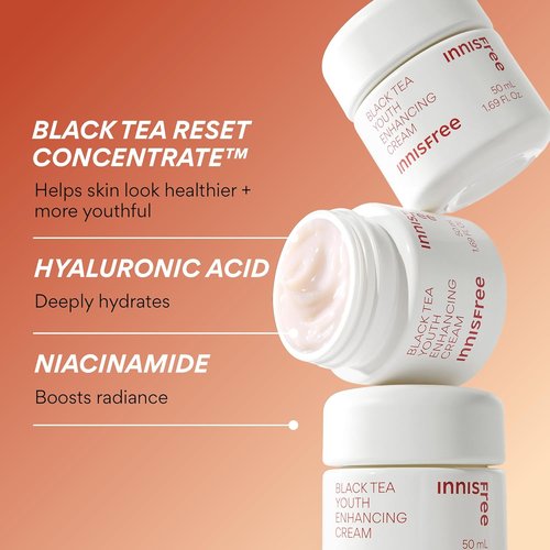 Innisfree Black Tea Youth Cream - Korean Moisturizer with Hyaluronic Acid for Radiant, Firm Skin