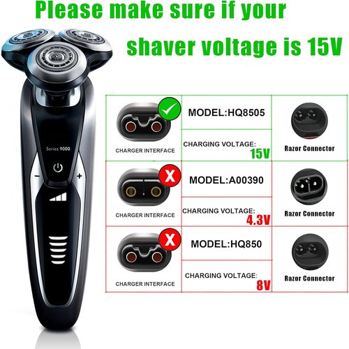 Philips 15V Charger - Compatible with HQ8505 Norelco 7000/5000/3000/9000 Series Shavers & Trimmers