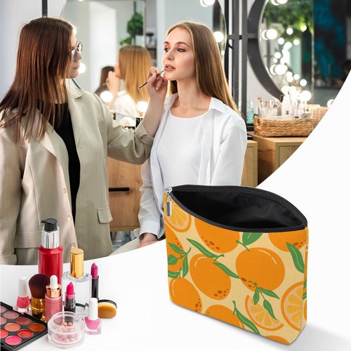 Tangerine Makeup Bag, Mandarin Orange Stuff Cosmetic Bag Fruit Travel Pouch, Mandarin Orange Lovers Gift for Women Girls Daughter Sisters Coworker Friends Niece Friendship Graduation Birthday Gifts