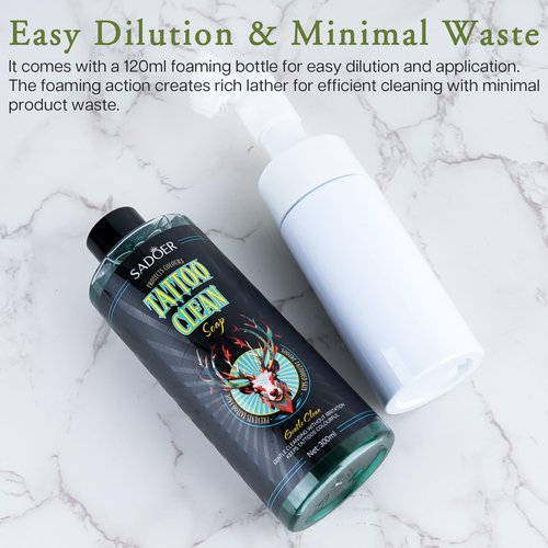 Olephira Ultra-Concentrated Tattoo Green Soap 10oz with Foaming Bottle 120ml, Clean Skin Equipment,1:10 Dilution Tattoo Soap Supplies for Tattoos Piercings