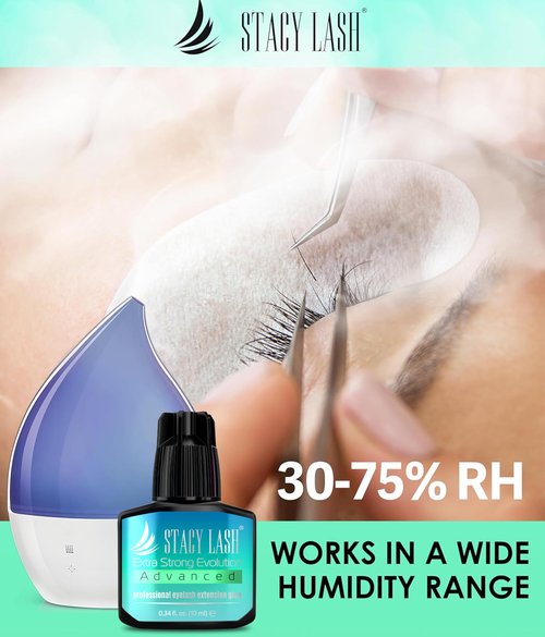 STACY LASH Extra Strong Evolution Advanced Eyelash Extension Glue (0.34fl.oz/10ml)/ 1Sec Dry /6Weeks Retention/Black Adhesive/Lash Tech Supplies