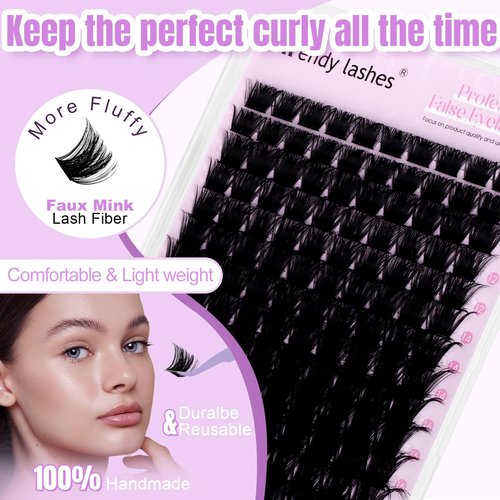 Lash Clusters 200D Wispy Individual Lashes 280PCS D-Curly Volume Lash Extensions 10-18mm Natural DIY Cluster Lashes for Beginners(200D,10-18mm,0.07D)