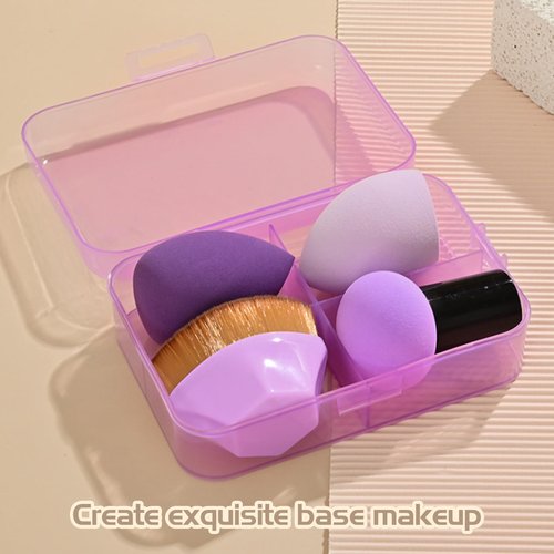 1 Pieces Foundation Brushes,3 Pieces Set of Makeup Sponges Foundation Beauty Sponge Blending Wet and Dry Make Up Applicator Cosmetic Concealer Face Brush Eyes Sticks Powder Puff With Handle (purple)