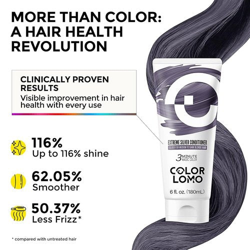 COLORLOMO Semi-Permanent Hair Color - 6 oz Color Depositing Conditioner with Shea Butter & Almond Oil | Vegan & Sulfate-Free Extreme Silver