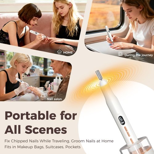 Electric Nail Drill Kit Professional,5 Speed Electric Nail File with LCD & Nail Lamp,Portable Nail Drill for Acrylic Gel Nails, Nail Grinder Manicure Pedicure Tools with Drill Bits for Home Salon Use