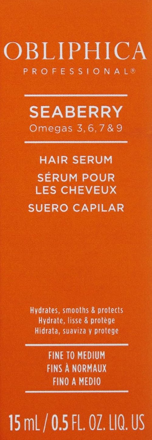 Obliphica Seaberry Leave-In Hair Serum - Nourishing Vitamins & Omegas for Frizz-Free Hair | 0.5 Fl Oz