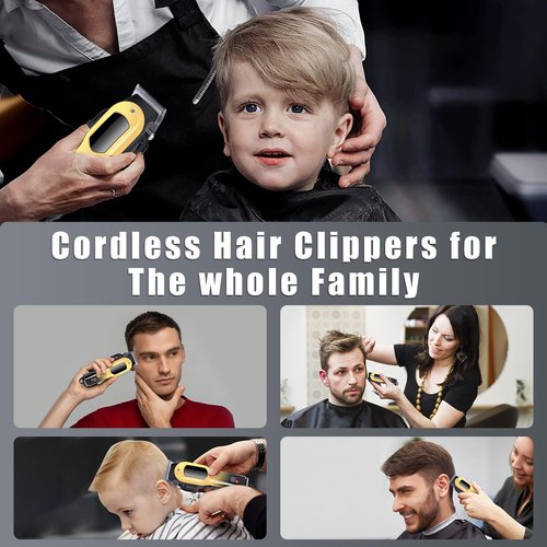 PZN Professional Hair Clippers for Men, Professional Barber Clippers and Trimmer Set, Mens Cordless Hair Clippers for Barbers Haircut Kit Fade Gold