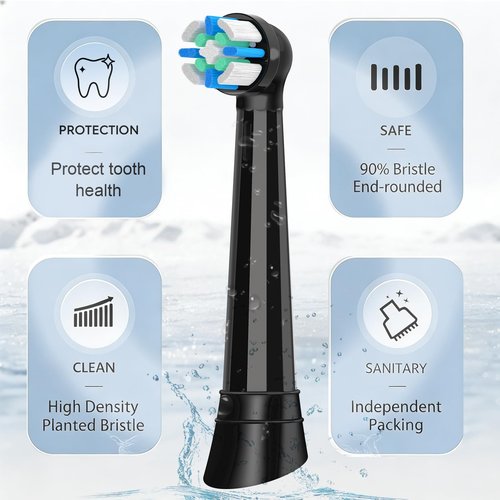 iO Replacement Heads Compatible with Oral b iO 2/3/4/5/6/7/8/9/10 Series Electric Toothbrush,Toothbrush Heads with Medium-Hard Bristles for Plaque Removal & Teeth Care,6pcs