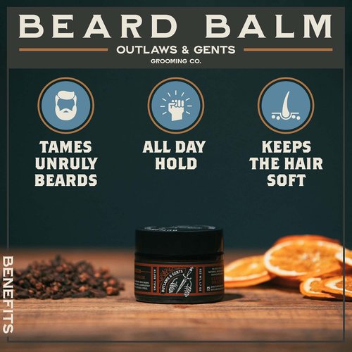 Outlaws & Gents Grooming Co. Beard Balm for Men - Natural Conditioning with Shea Butter & Argan Oil - 2 oz