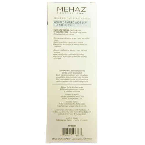 Mehaz Toenail Clipper - Pro Angled Wide Jaw Design for Precision Trimming | Durable Stainless Steel