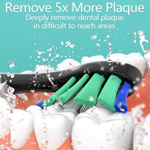 Philips Sonicare Replacement Brush Heads - Compatible with 4100, 5100, 6100, 9900 | 16-Pack (8 White + 8 Black)