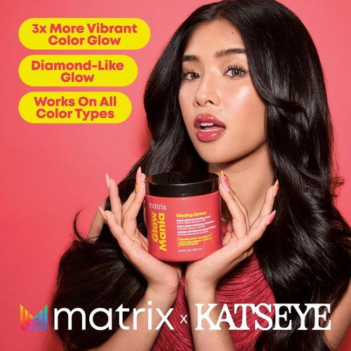 Matrix Glow Mania Super Gloss Mask - Protects Shine with Glycolic Acid & Rosehip Oil | For Dull & Color-Treated Hair