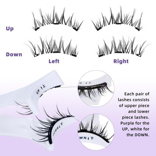 B&Qaugen Reusable Magnetic Eyelashes Natural Look False Eyelashes with Applicator Easy to Wear and Remove Glue-Free Pestañas Magnéticas(CX01)