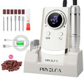 Professional Electric Nail Drill File 45000RPM, Cordless Nail E-File Machine with 7 Drill Bits, 56 Sanding Bands & Base, Portable Rechargeable Nail Drills for Acrylic Nails Gel Polishing (White)