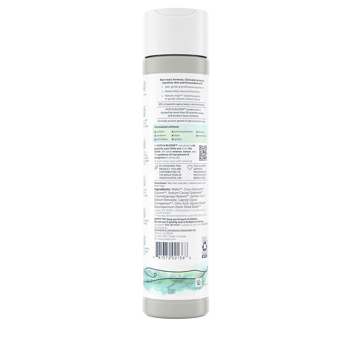 Vivvi & Bloom Gentle 2-in-1 Baby Wash & Shampoo - Fragrance-Free Cleansing Gel for Sensitive Skin, 10 fl. oz.