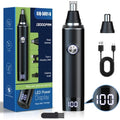 Ginity Ear & Nose Hair Trimmer with LED Display for Men Women,Painless USB Rechargeable Eyebrow & Facial & Nose Hair Trimmer Clipper,Professional IPX7 Waterproof Dual Edge Blades
