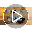 Blue Velvet Fall Pumpkin Hanging Ornaments - 16 Pcs Thanksgiving Decor
