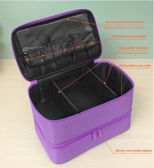 ButterFox Large Nail Polish Organizer Storage Case, Fits Nail Lamp Dryer and 40-50 Nail Polish Bottles (0.5 fl oz - 0.3 fl oz), Gel Nail Polish Kits Supplies Bag