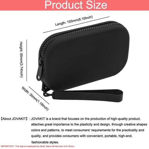JOVAKIT Small Portable Silicone Makeup Bag for Women, Travel Waterproof Toiletry Cosmetic Bag Gifts for Women, Zipper Closure Makeup Case with Handle (Black)