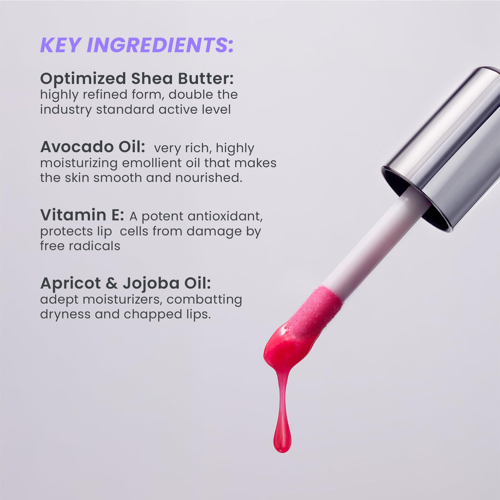 Wonderskin Lip Oil Rehab Serum - Tinted Lip Oil for Women, Hydrating, Moisturizing, and Non-Sticky Red Tint Serum for Dry Lips (Amour)