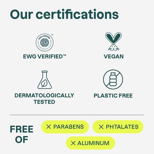 ATTITUDE Plastic-Free Deodorant - EWG Verified, Aluminum-Free, Vegan, Vine Leaves & Pomegranate, 3 Oz