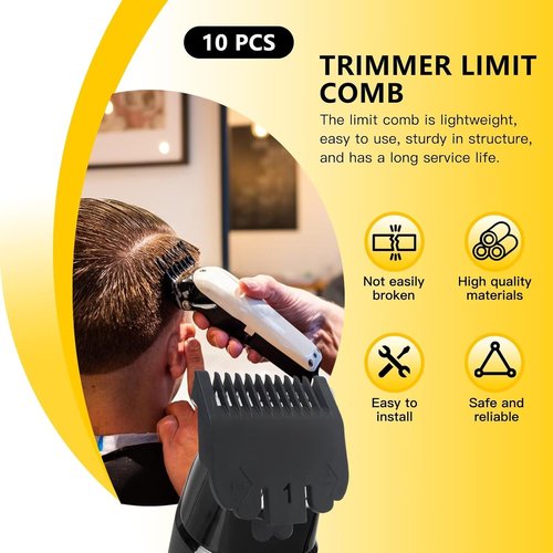 BaBylissPRO Clipper Guards - 10-Pack Attachment Combs Set for FX870, FX890, FX825, FX673 | Cutting Lengths 1/16-1 Inch