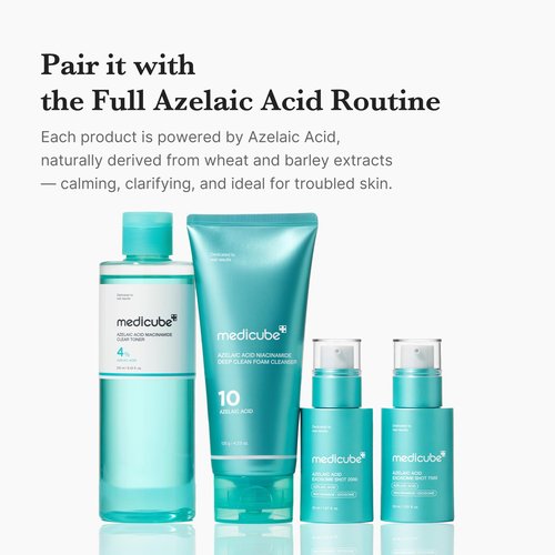 medicube Azelaic Acid Niacinamide Clarifying Toner | Troubled Skin Care, Ideal for Purifying & Calming | 4% Azelaic Acid & 2% Niacinamide| Soothing Daily Toner | Korean Skin Care | 8.45 fl.oz
