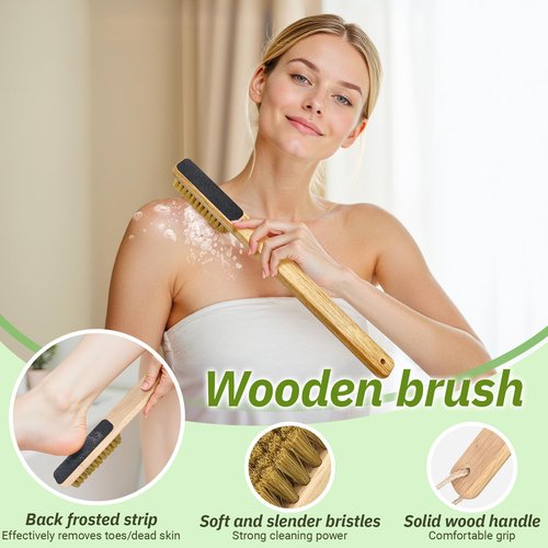 ELFRhino Long Handle Toe Gap Cleaning Brush+Body Shower Brush+Foot Grinder, Silicone Foot Scrubber for Shower, Feet Cleaner Scrub Foot Care for Seniors,Elderly, Men and Women,Black