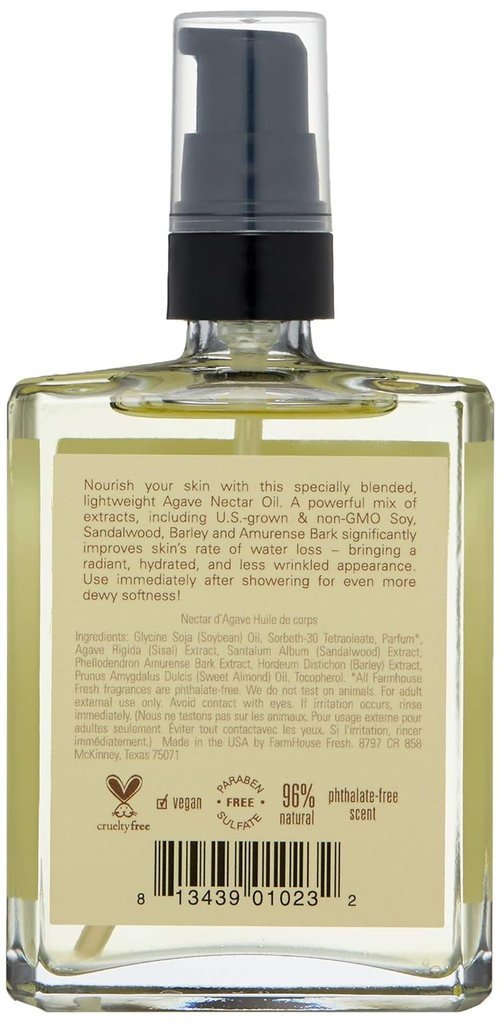 FarmHouse Fresh Agave Nectar Body Oil - Ageless Hydration, 4 Fl Oz | Nourishing Skin Care