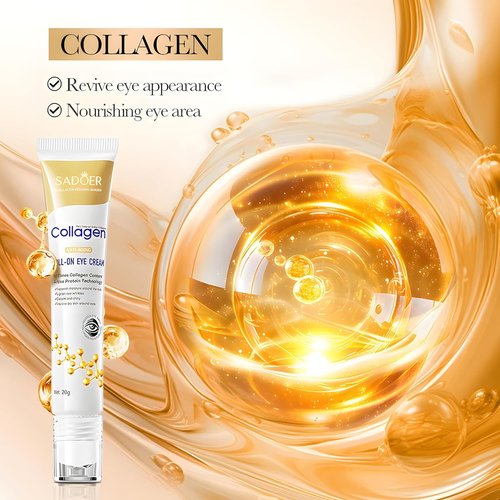 Age Correcting Eye Cream, Anti-Aging Hyaluronic Acid, Collagen & Caffeine Reduce Wrinkles, Dark Circles & Under Eye Puffiness, Lift, Firm & Brighten Eyes, Ice Roller For Under Eye Bags And Puffy Eyes