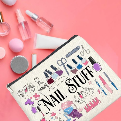Nail Tech Makeup Bag Gifts for Women Nail Technician Artist Manicurist Cosmetic Bag Zipper Makeup Pouch
