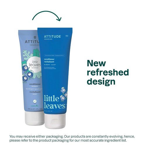 ATTITUDE Kids Hair Conditioner - Vegan Plant-Based Detangler with Blueberry - 8 Fl Oz