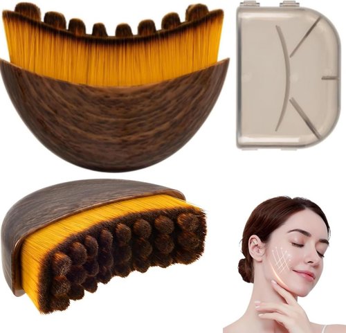 2026 Updated Lymphatic Contour Face Brush, Face Brush for Lymphatic Massage with Durable Soft Bristles, Facial Cleansing Brush for Sculpting&Anti-Puffiness