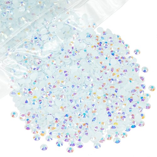 qiipii 18000PCS 3mm White AB Resin Rhinestones for Crafting Flatback Jelly Resin Rhinestones Bulk SS10 Non-Hotfix Stones Diamonds Crystals Gems for Nails Face Eyes Makeup Mugs Tumblers Cups DIY Crafts