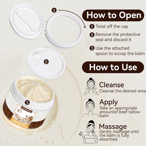 Linavora Tallow and Honey Balm – Natural Moisturizer with Grass-Fed Beef Tallow for Skin, Honey, Vitamin E – Unscented, 4oz – Ideal for Face & Body Care
