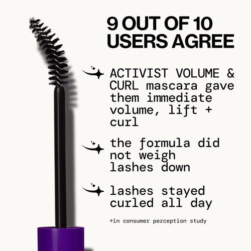 Pacifica Beauty Activist Curling Mascara - Black | Volume & Length | Vegan Brush in Glass Tube