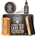 Viking Revolution - Ultimate Beard Kit Spiced Vanilla - Beard Grooming Kit for Men with Beard Brush, Beard Comb, Beard Balm, Beard Oil, Beard and Moustache Scissors - Husband Gifts for Men